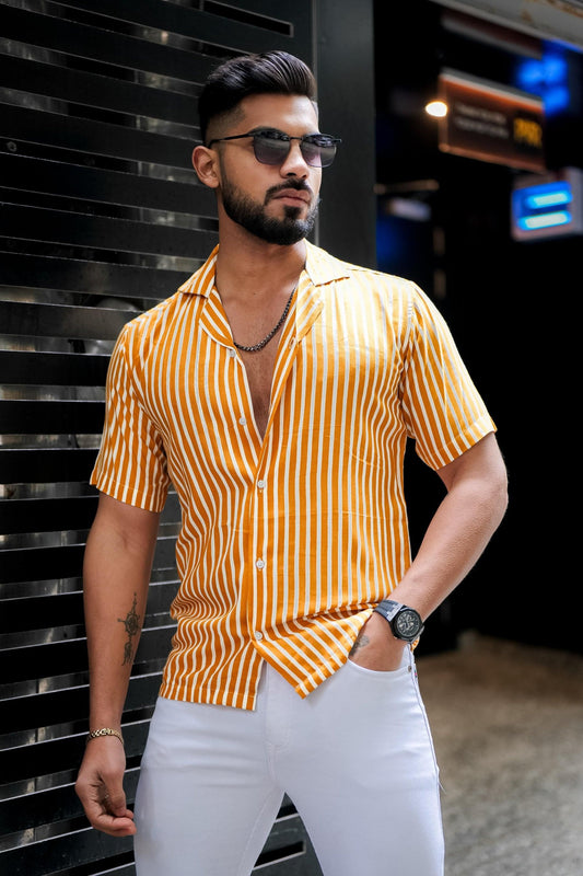 Men's Stripe Print Casual Shirt